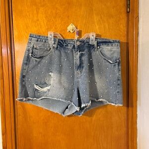 Rue+ Denim Women's Shorts with Rhinestones Size 16
